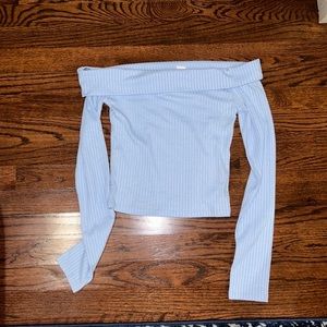 XS Light Blue Off the Shoulder Sweater